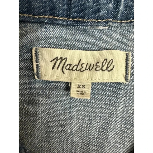 Madewell Blue Denim Zip Front Long Sleeve Shirt Dress Size XS - Picture 7 of 10
